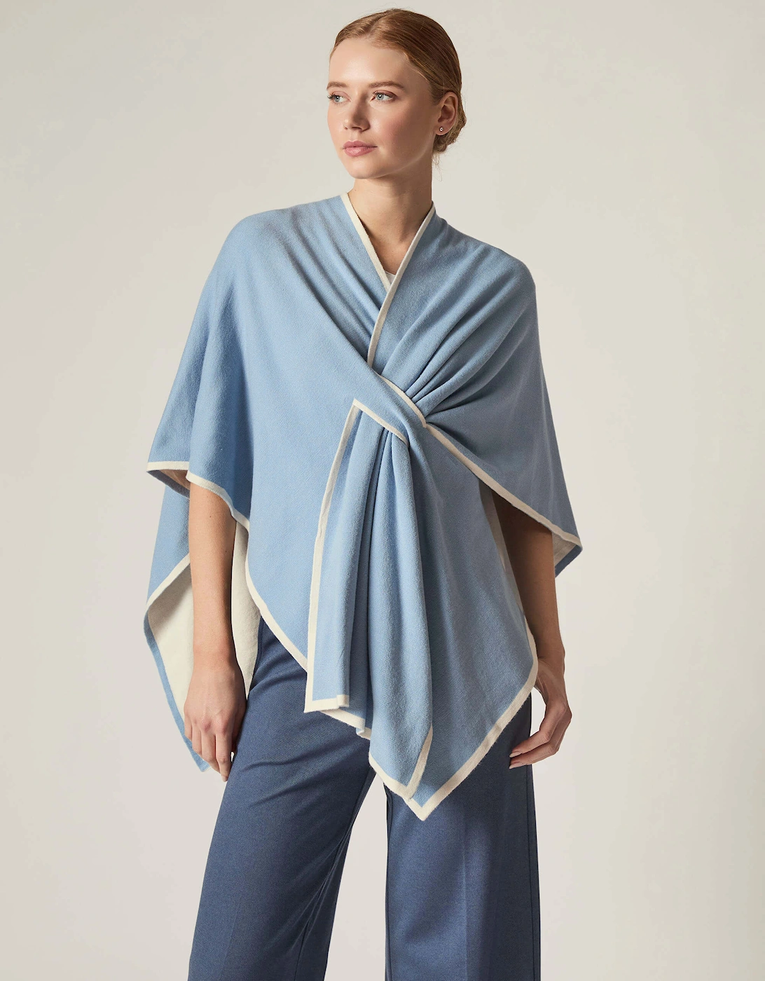 Pale Blue Front Knot Poncho