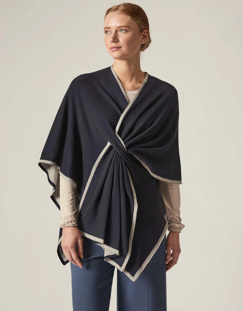 Navy Front Knot Poncho