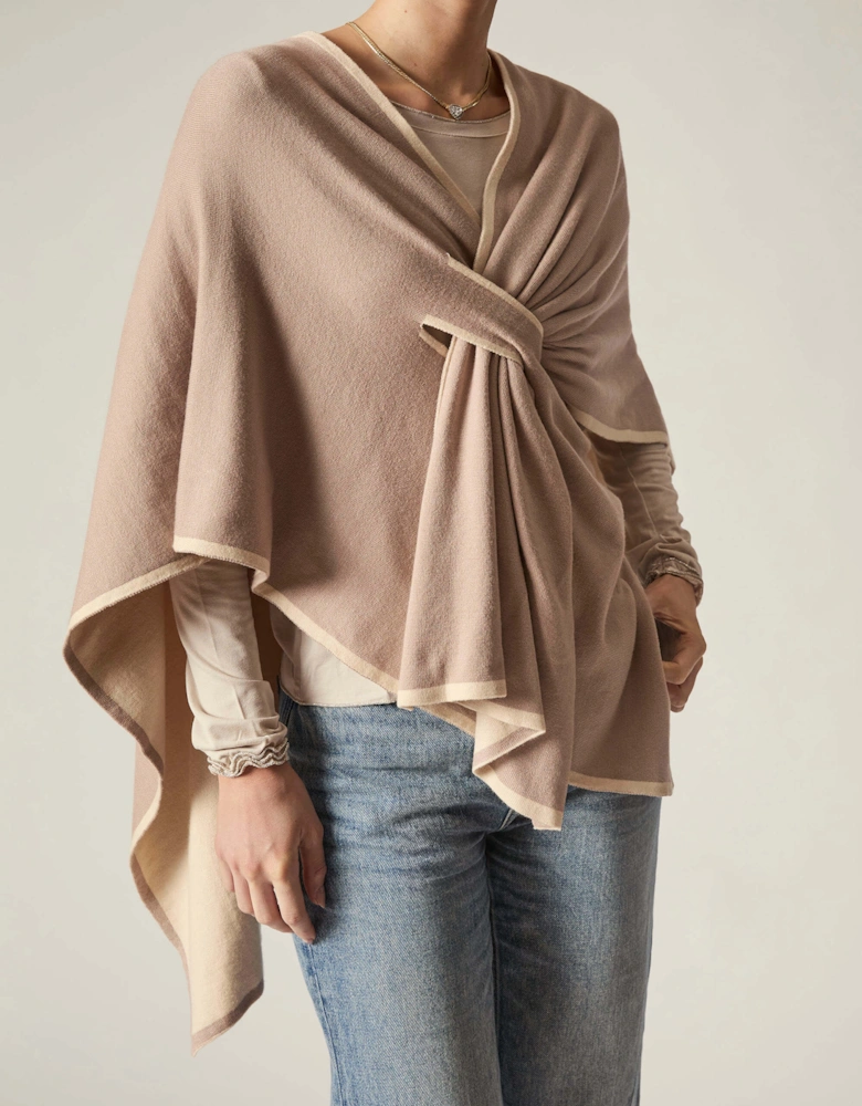 Beige Front Knot Poncho