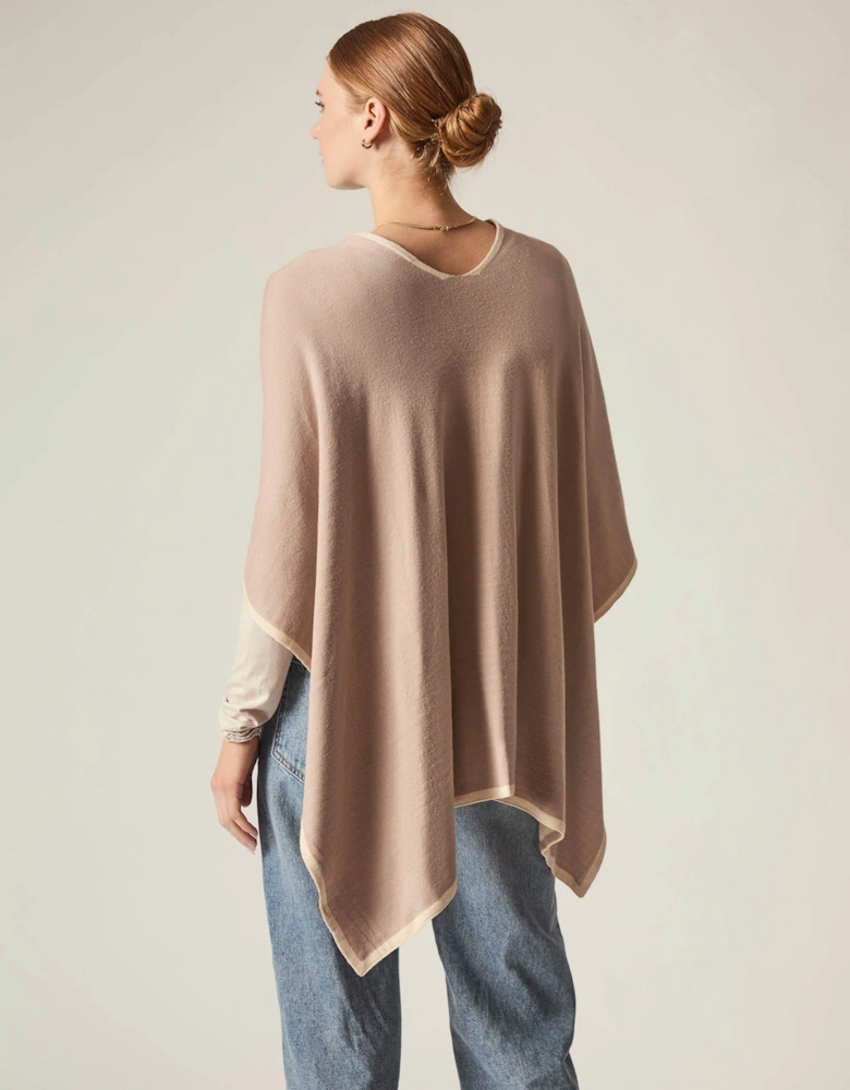 Beige Front Knot Poncho