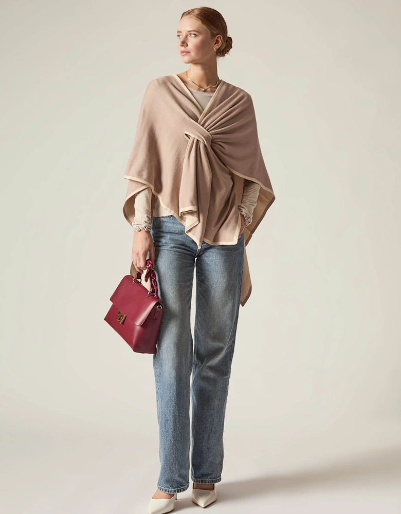 Beige Front Knot Poncho