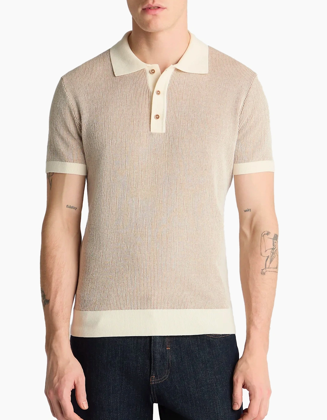 Knitted Polo Shirt CREAM, 7 of 6
