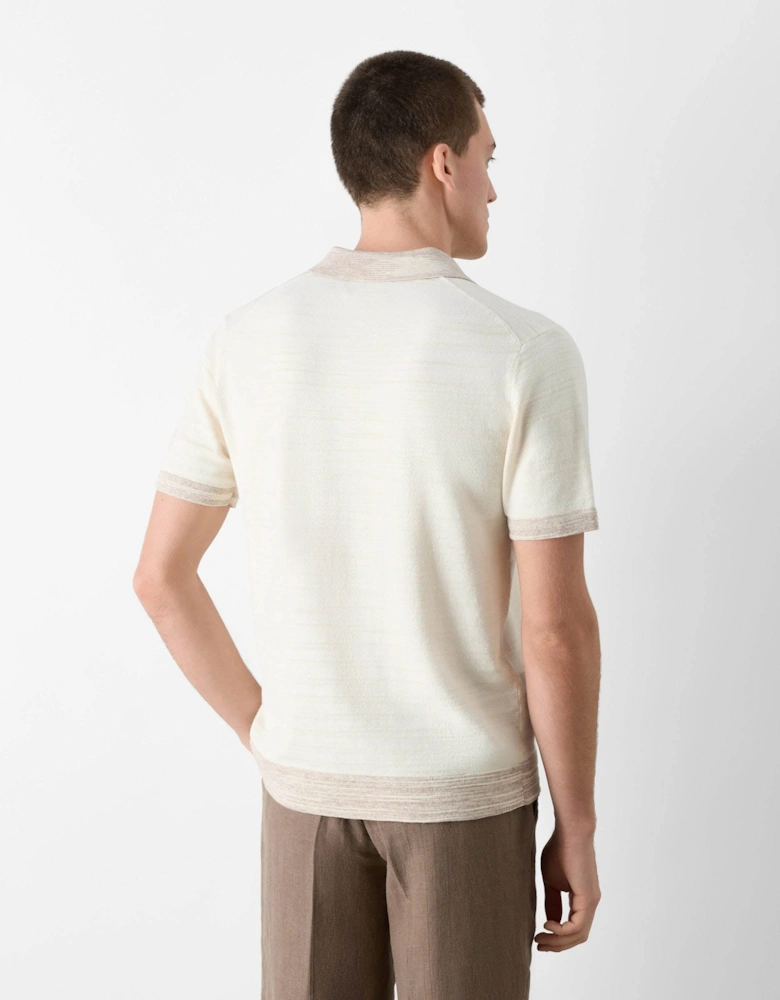 Bassett Mens Knitted Polo Shirt - Off White
