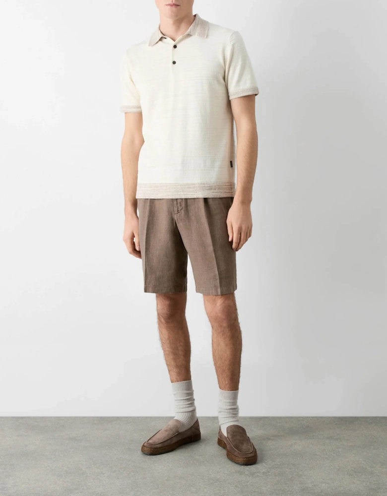 Bassett Mens Knitted Polo Shirt - Off White