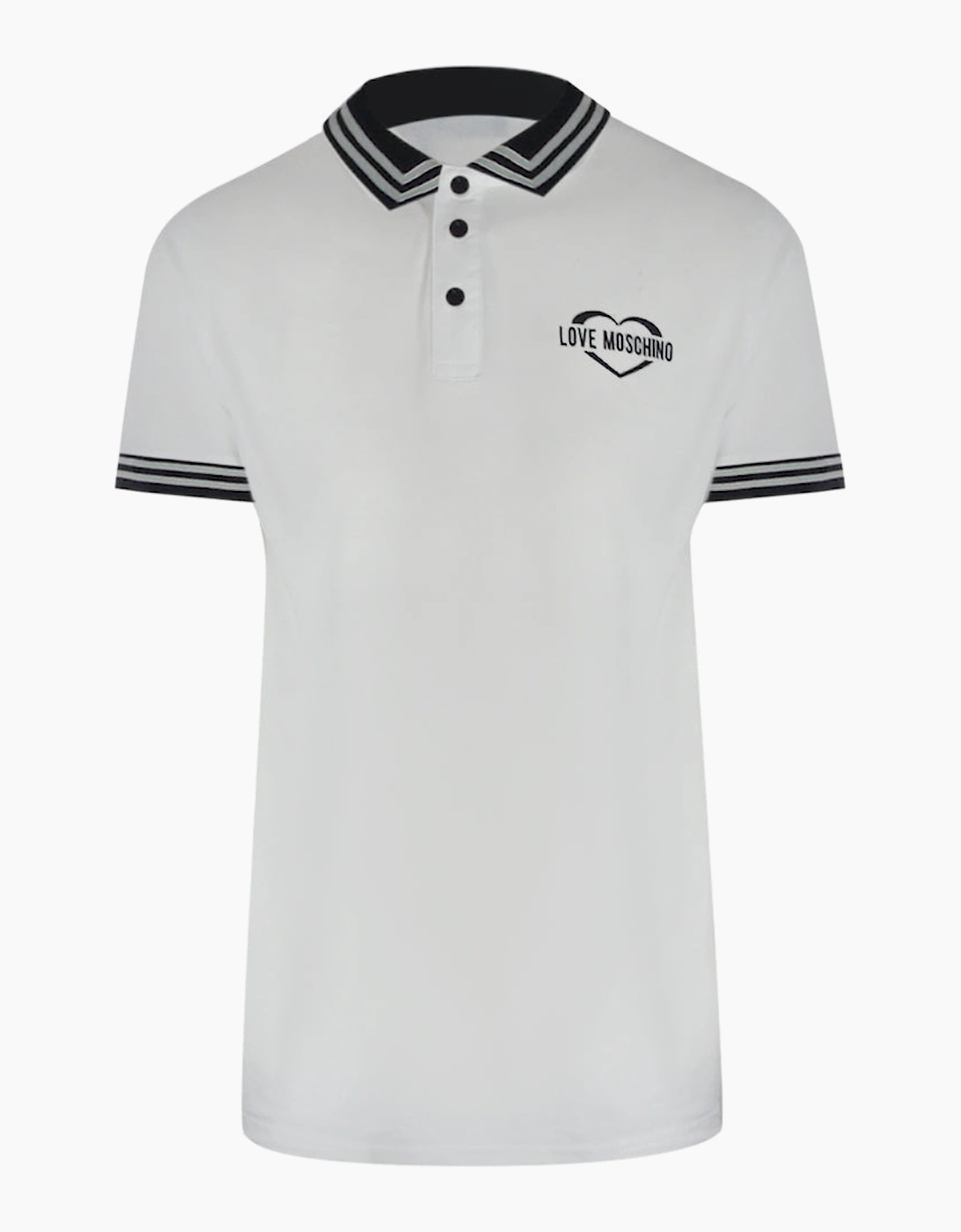 Twin Tipped Collar Love Logo White Polo Shirt, 4 of 3