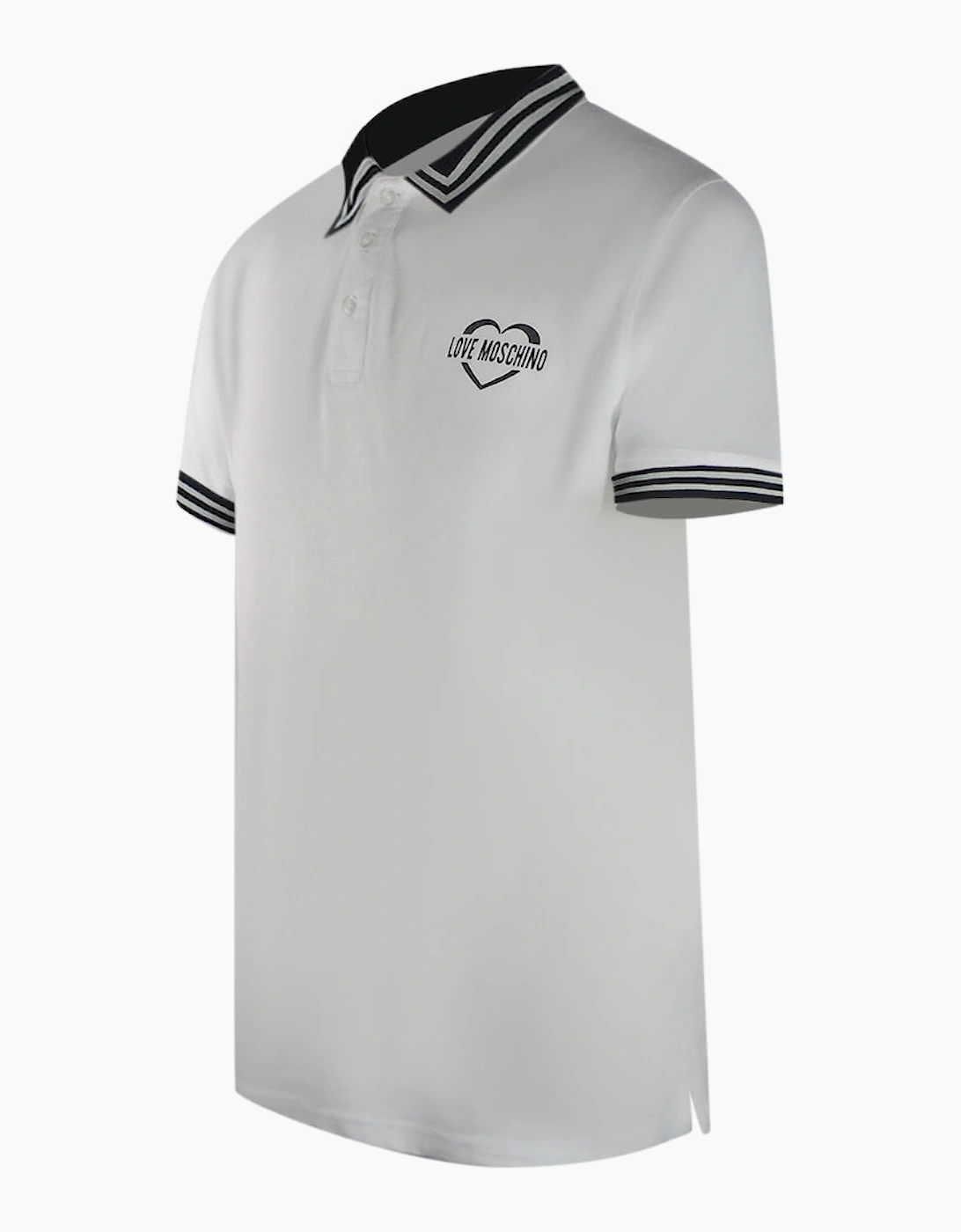 Twin Tipped Collar Love Logo White Polo Shirt