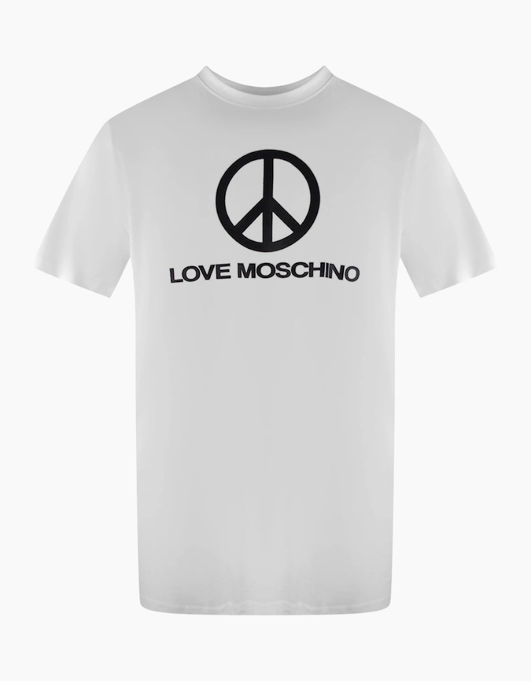 Love Moschino Men's White Peace Logo T-Shirt  44 Xxl