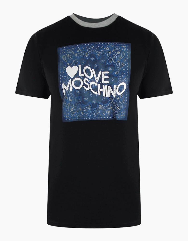 Paisley Print Logo Black T-Shirt