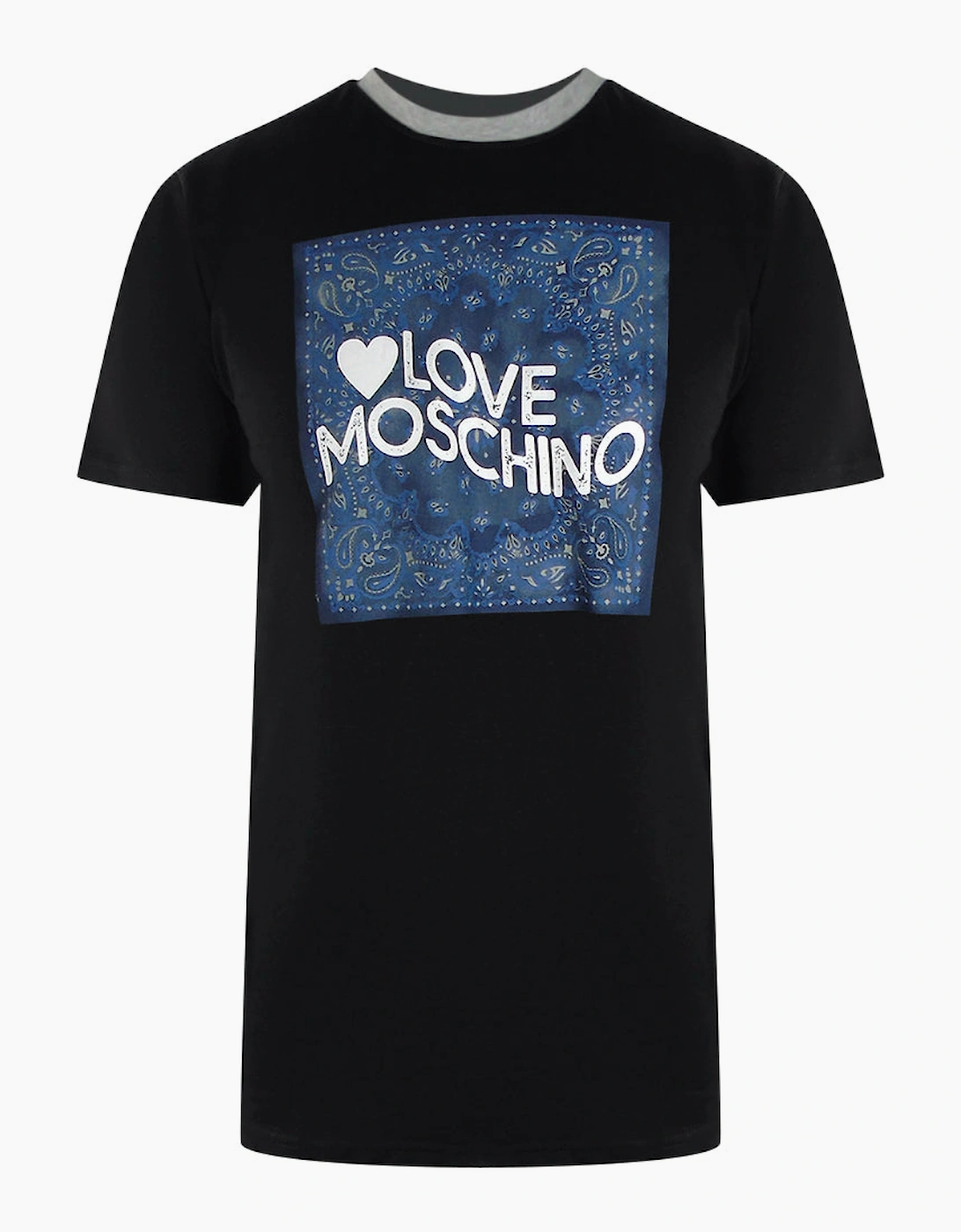 Love Moschino Men's Black Paisley Print Logo T-Shirt - Size: 40