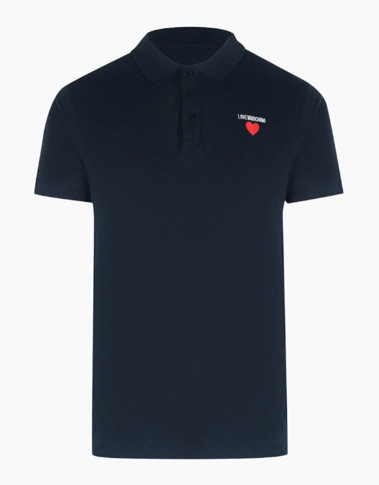 Heart Logo Navy Blue Polo Shirt