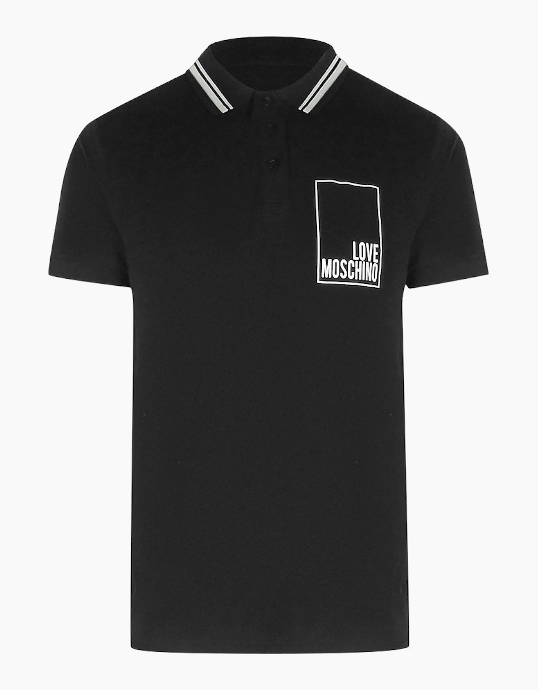 Love Moschino Men's Black Box Logo Polo Shirt  38 M