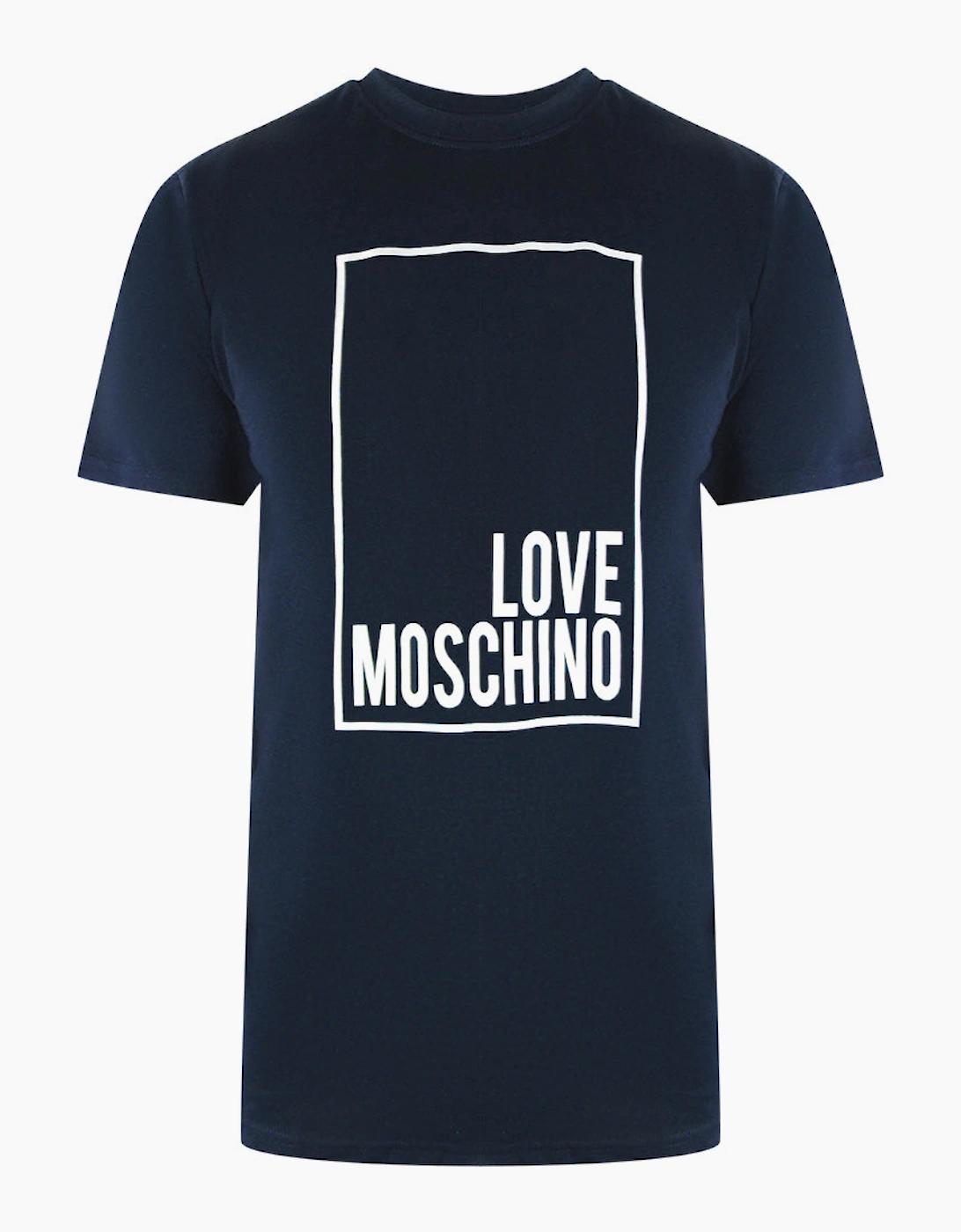 Love Moschino Men's Blue Box Logo Navy T-Shirt  38 M