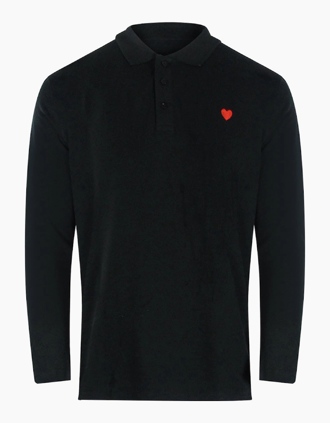 Love Moschino Men's Black Heart Logo Long Sleeve Polo Shirt  40 L
