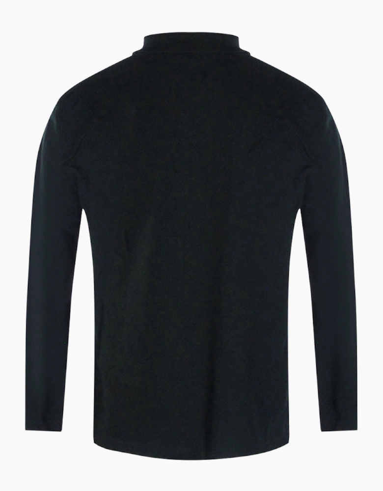 Small Heart Logo Long Sleeve Black Polo Shirt