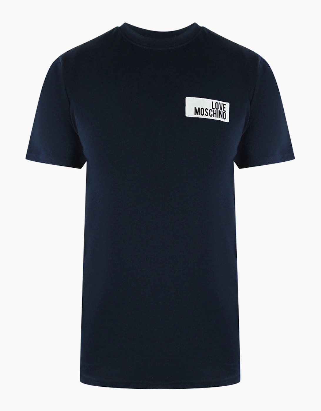 Love Moschino Men's Blue Block Logo Navy T-Shirt  44 Xxl