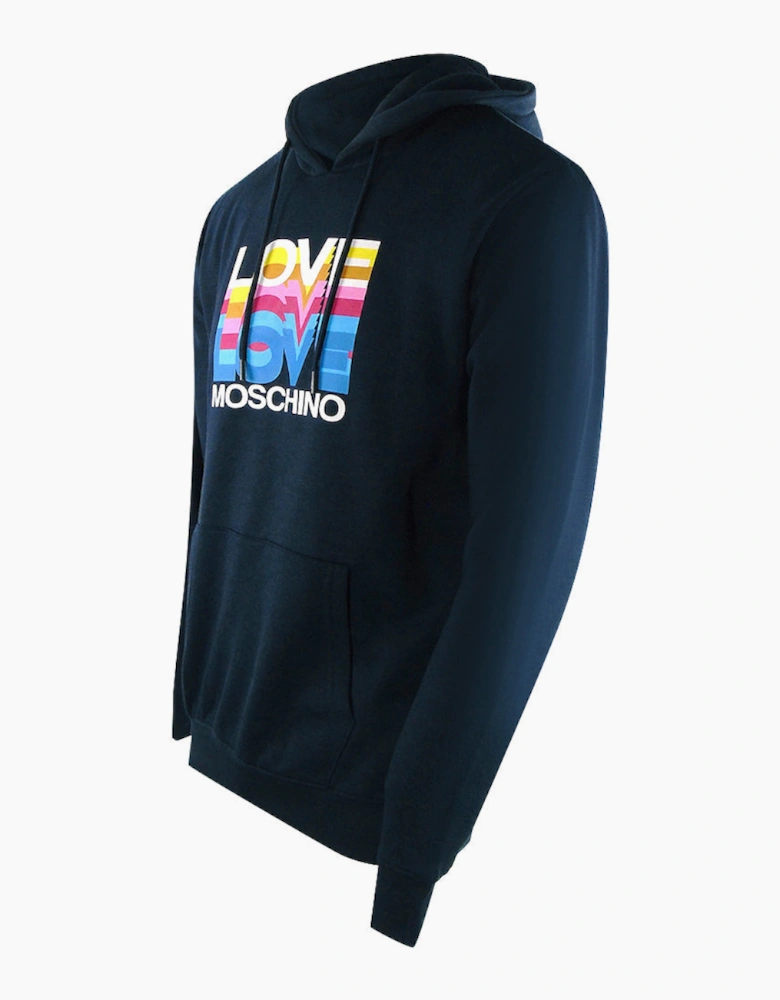 Multi Logo Navy Blue Hoodie