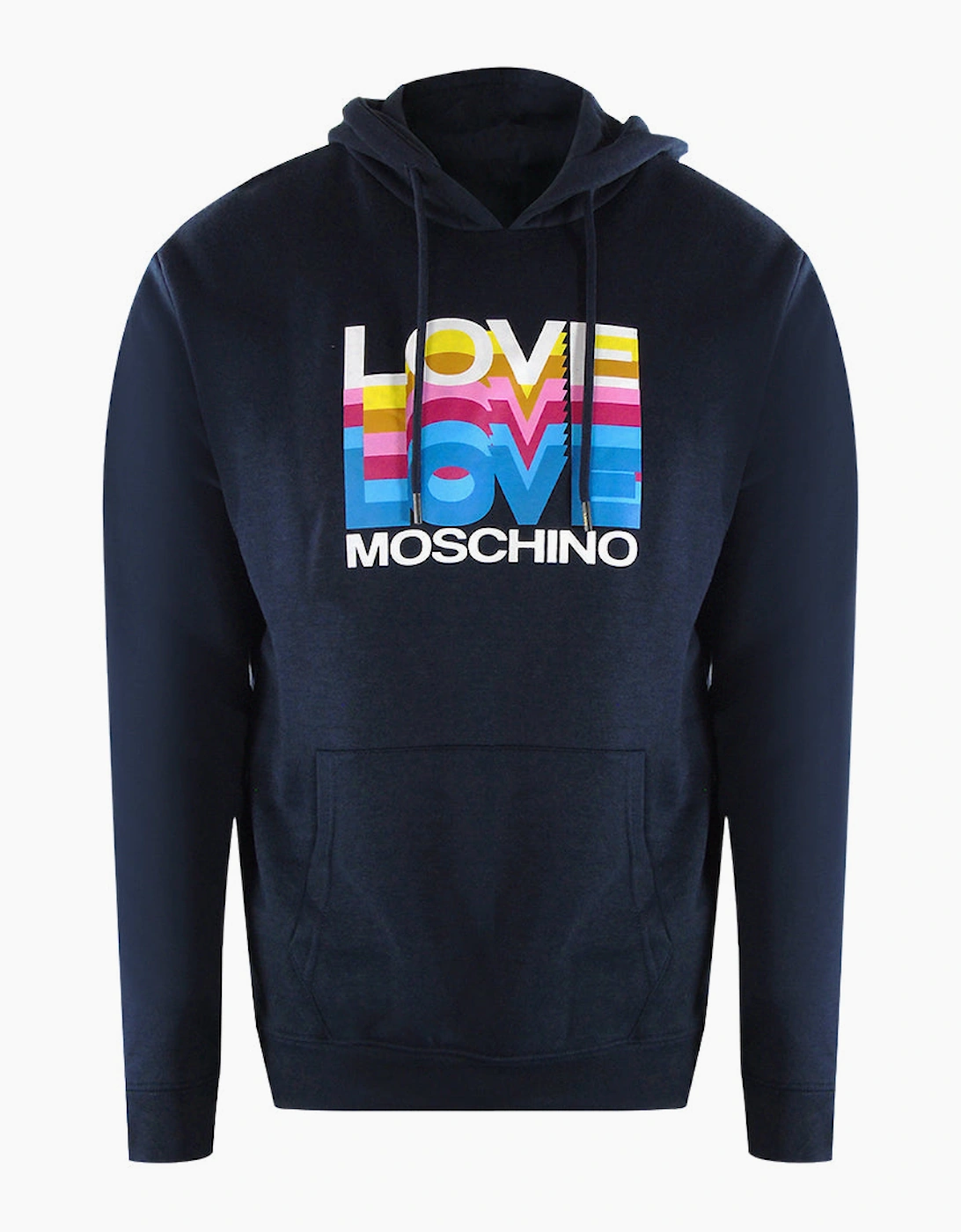 Love Moschino Men's Blue Multi Logo Navy Hoodie  38 M