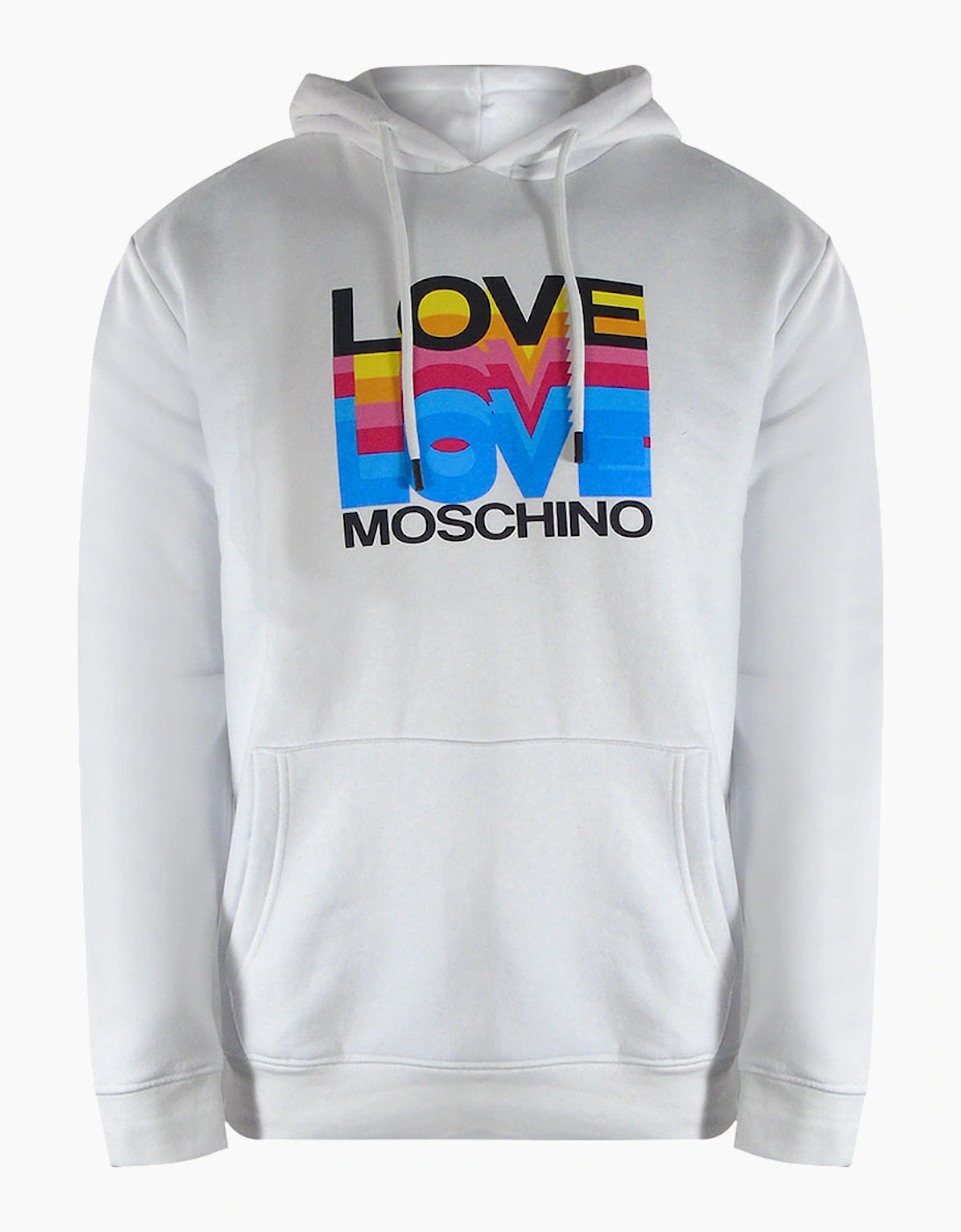 Love Moschino Men's White Multi Logo Hoodie  38 M