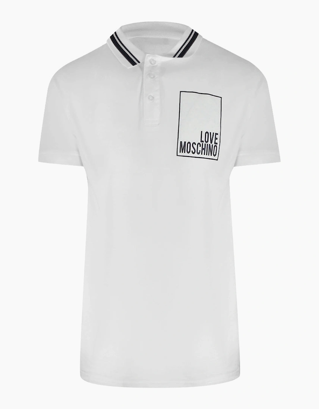 Love Moschino Men's White Box Logo Polo Shirt  38 M