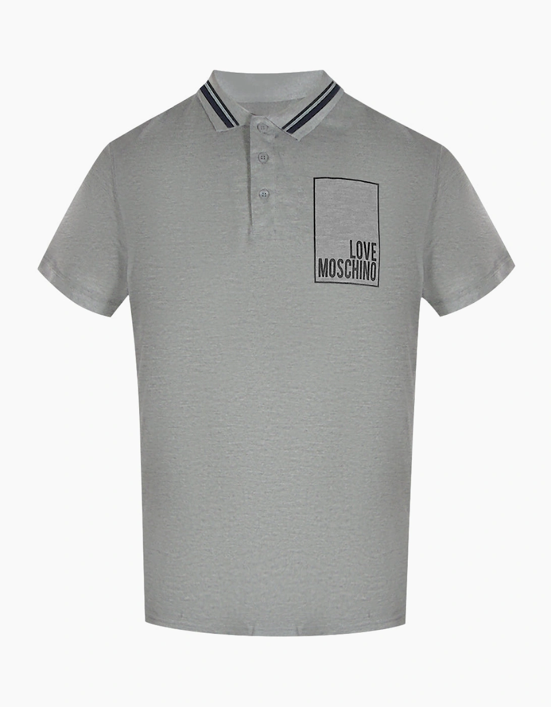 Love Moschino Men's Grey Box Logo Polo Shirt  38 M