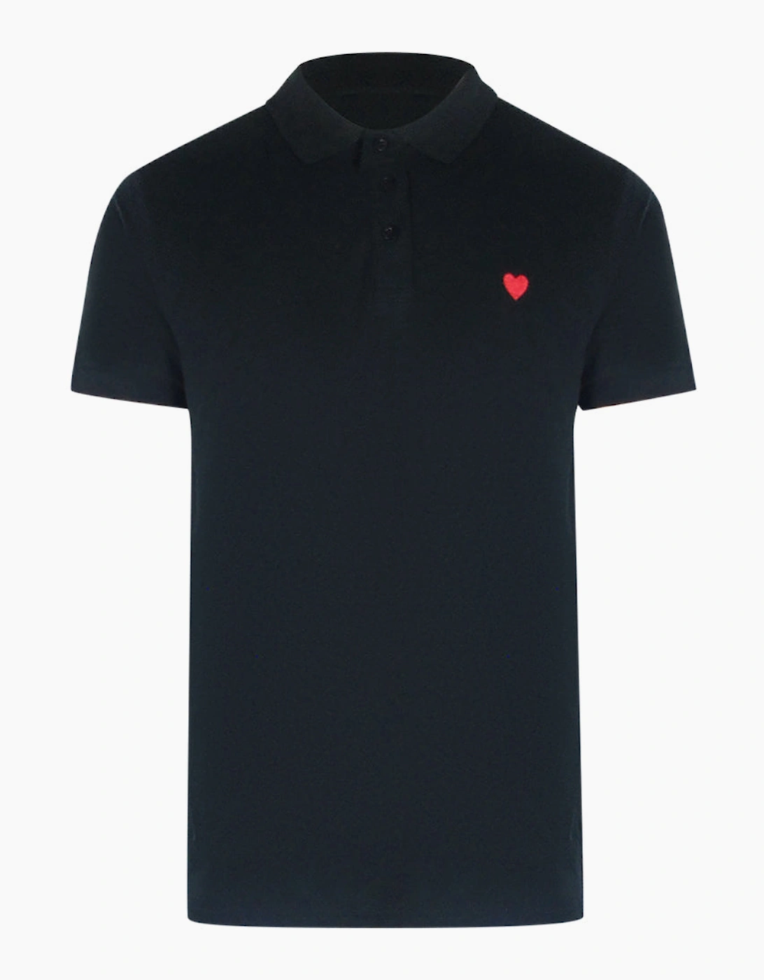Love Moschino Men's Black Heart Polo Shirt  40 L