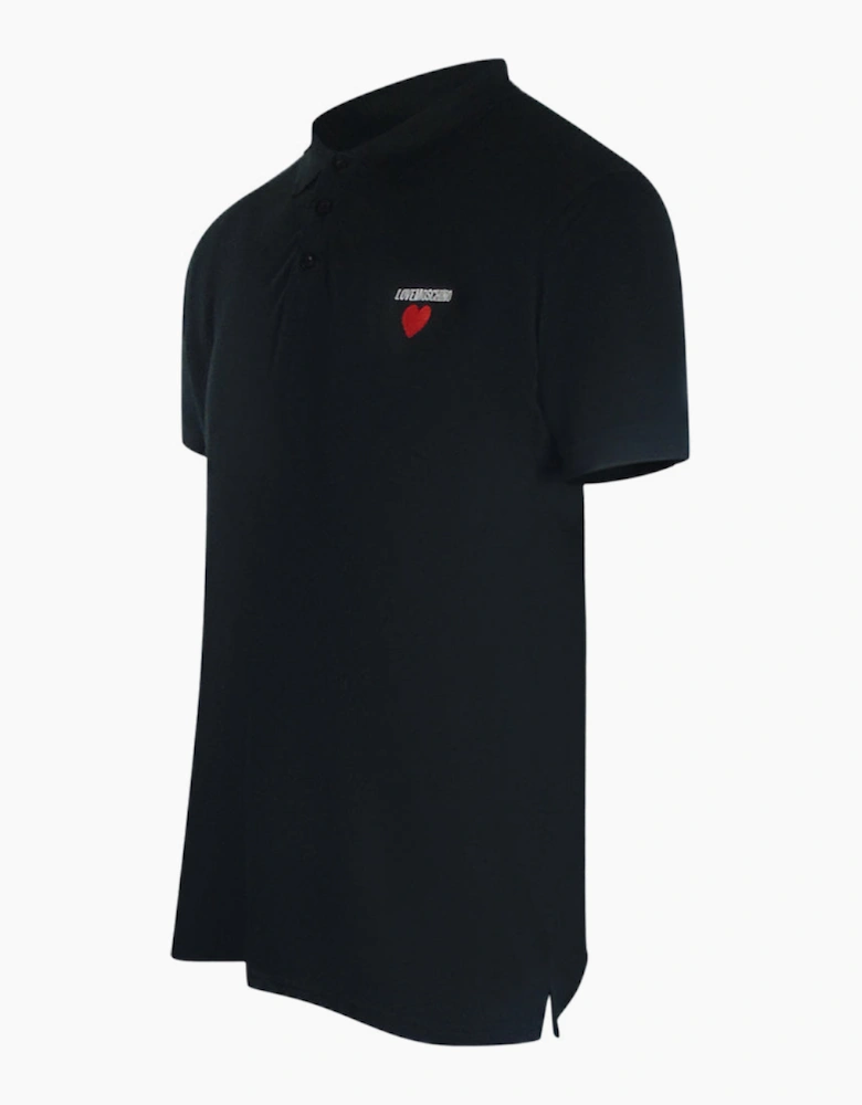 Heart Logo Black Polo Shirt
