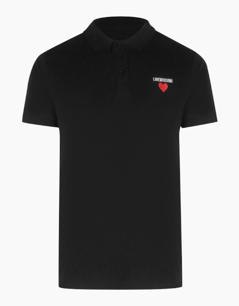 Heart Logo Black Polo Shirt