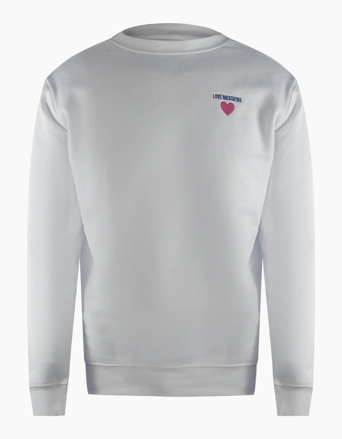 Love Moschino Men's White Heart Logo Sweatshirt  Xl
