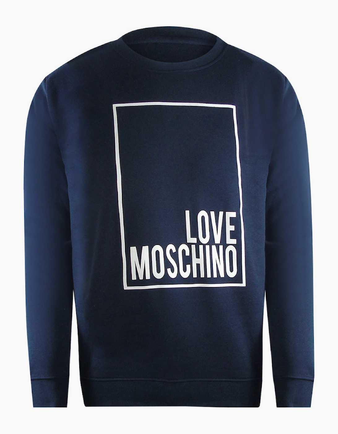 Love Moschino Men's Blue Box Logo Navy Sweatshirt  42 Xl