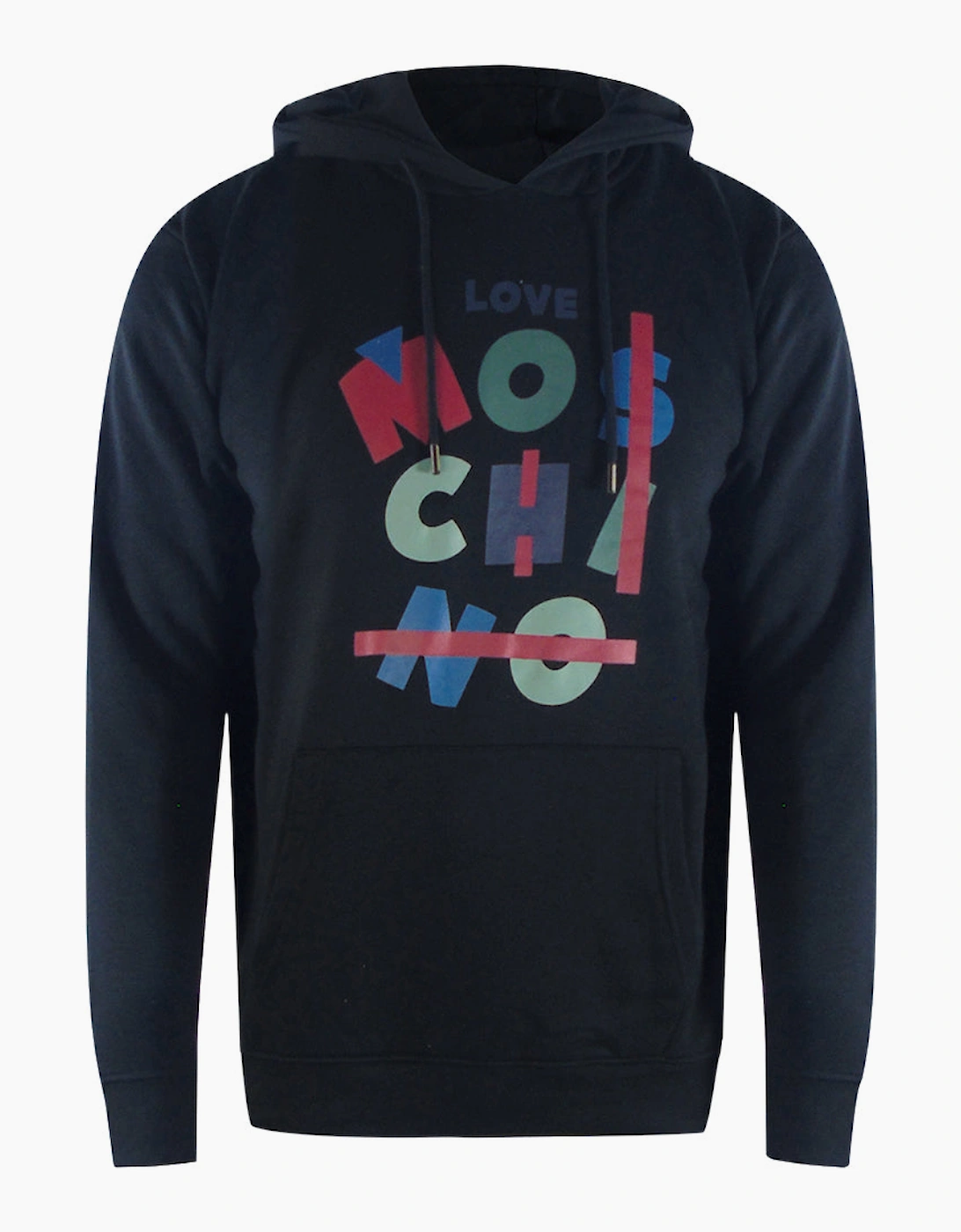 Love Moschino Men's Black Jumble Logo Hoodie  44 Xxl