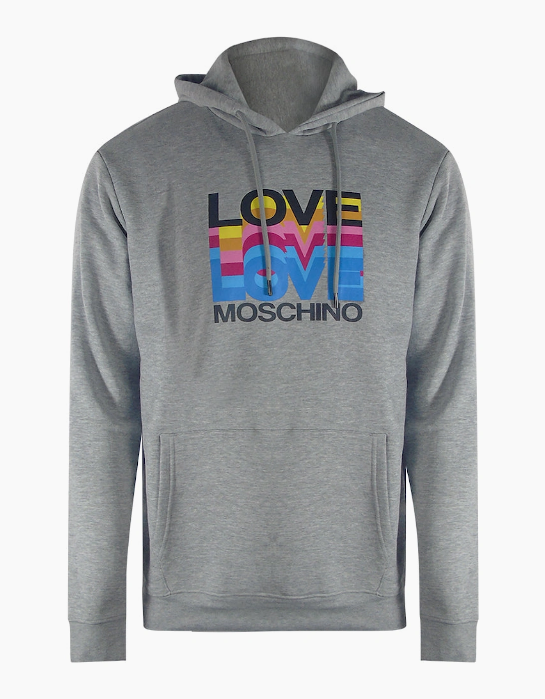 Love Moschino Men's Grey Multi Logo Hoodie  38 M