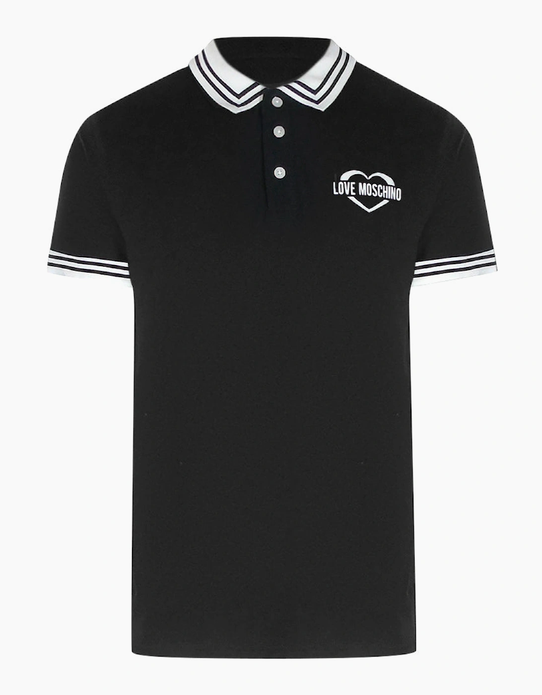 Twin Tipped Collar Love Logo Black Polo Shirt, 4 of 3