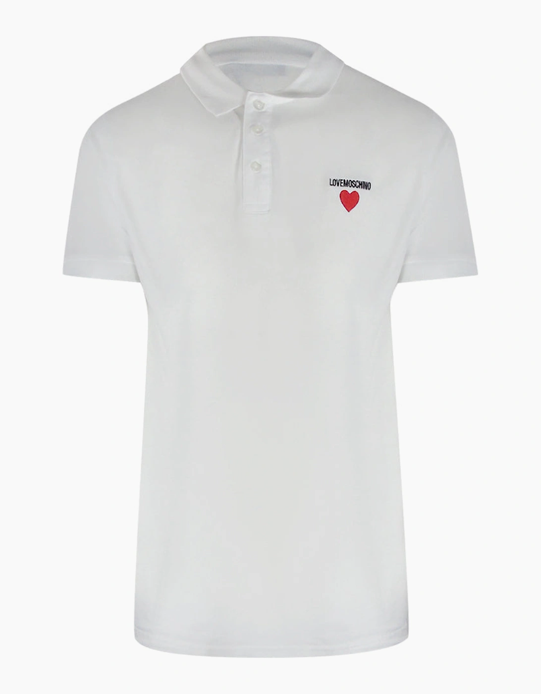 Love Moschino Men's White Heart Logo Polo Shirt  40 L