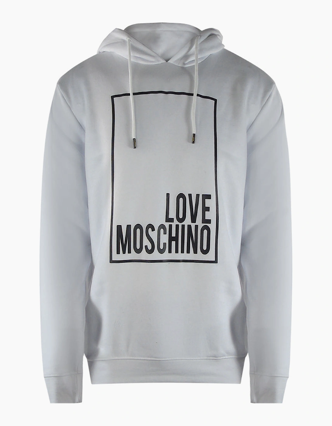 Love Moschino Men's White Box Logo Hoodie  38 M