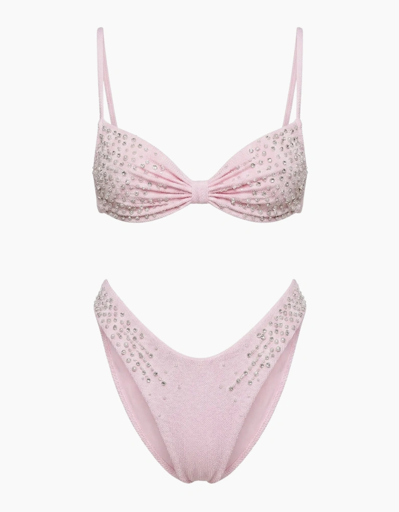 Ophelia Hand Embroidered Bikini Bottom Pink
