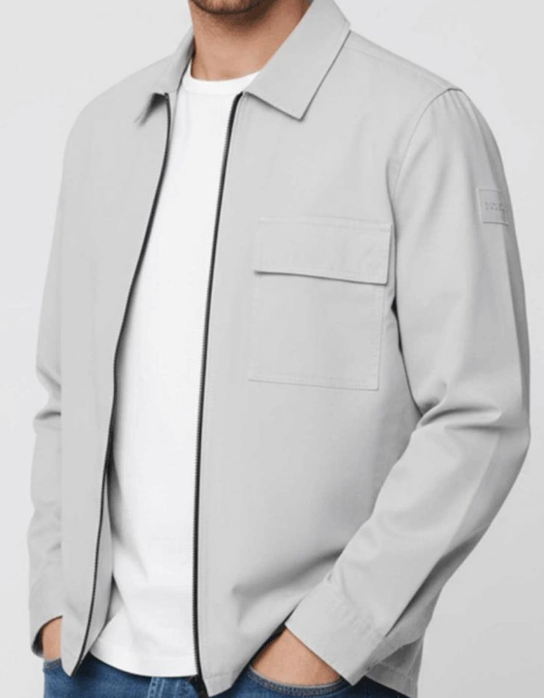 Lorum Cotton Zip Up Pastel Grey Overshirt