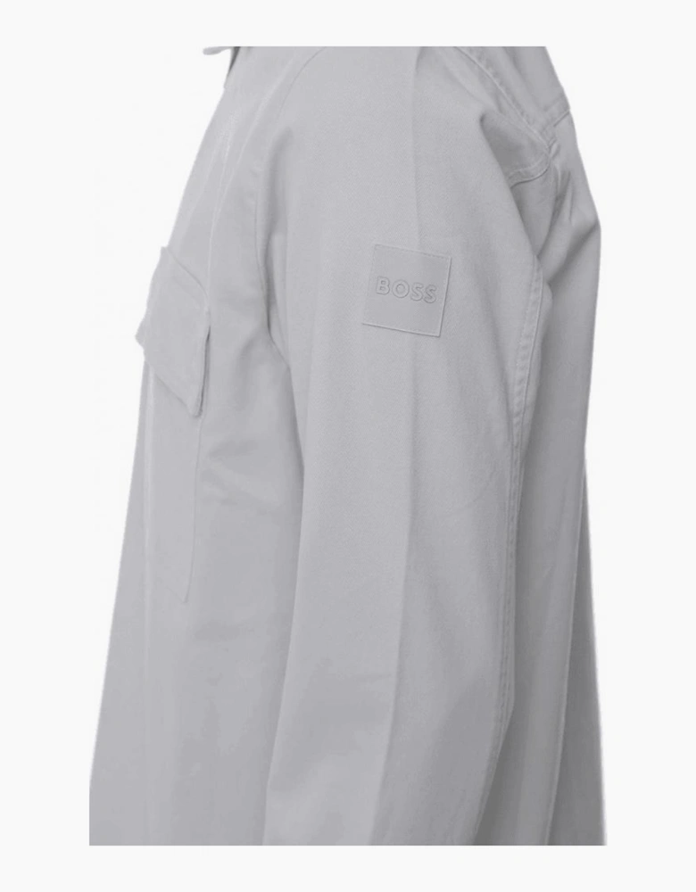 Lorum Cotton Zip Up Pastel Grey Overshirt