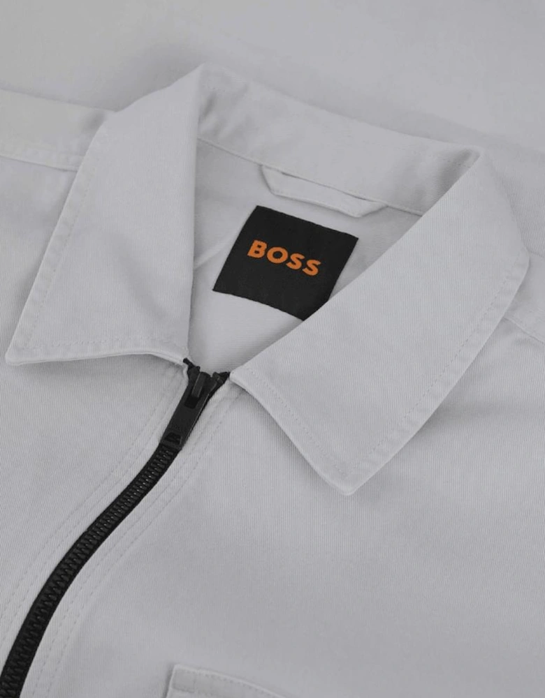 Lorum Cotton Zip Up Pastel Grey Overshirt