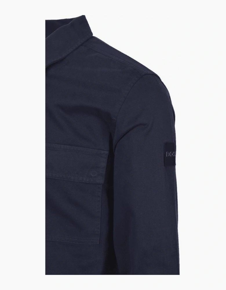 Lorum Cotton Zip Up Deep Blue Overshirt