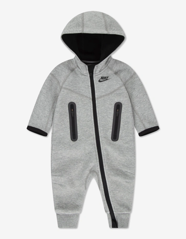 Baby Tech Fleece Hooded Coverall in Grey