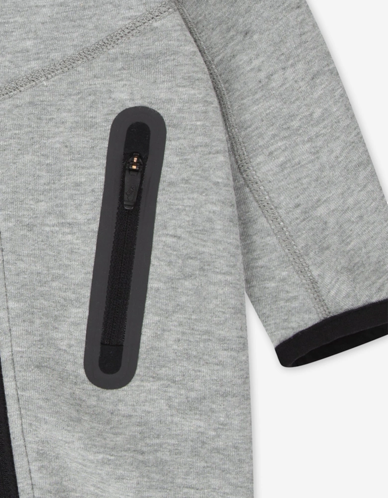 Baby Tech Fleece Hooded Coverall in Grey