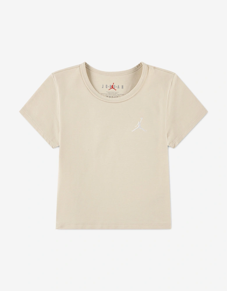 Jordan Girls MJ Brooklyn Essential T-Shirt in Beige