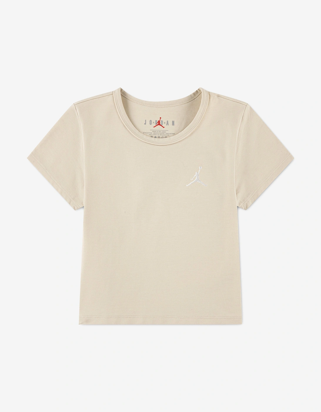 Nike Girl's Jordan Girls MJ Brooklyn Essential T-Shirt in Beige - Cream