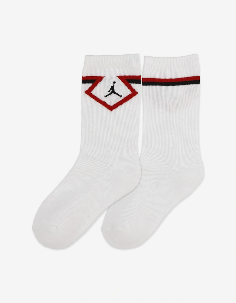 Jordan Kids Diamond 3 Pack Crew Socks Set in Red