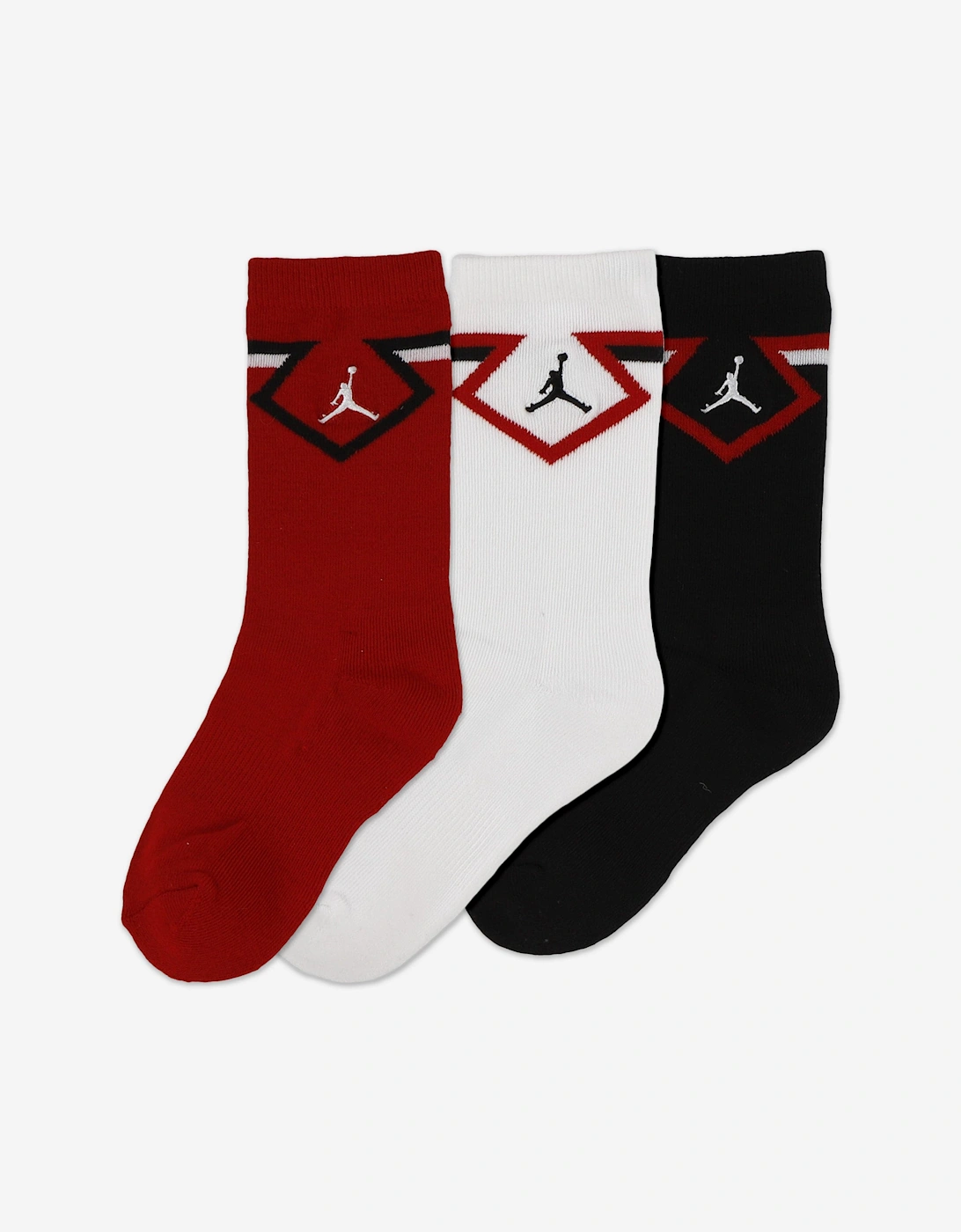 Jordan Kids Diamond 3 Pack Crew Socks Set in Red, 6 of 5