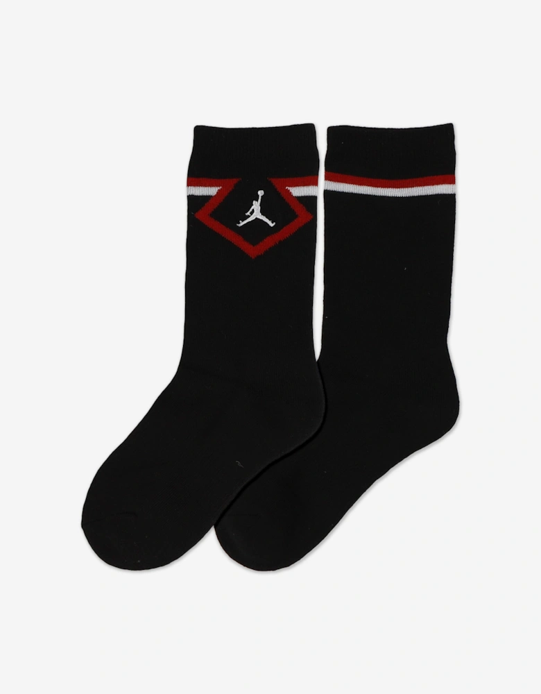 Jordan Kids Diamond 3 Pack Crew Socks Set in Red