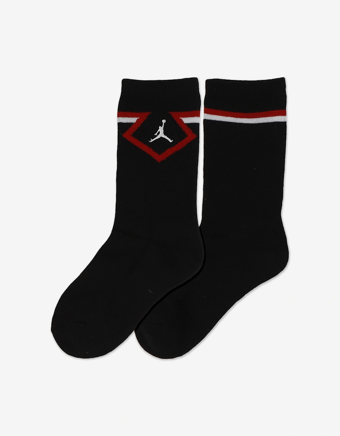 Jordan Kids Diamond 3 Pack Crew Socks Set in Red