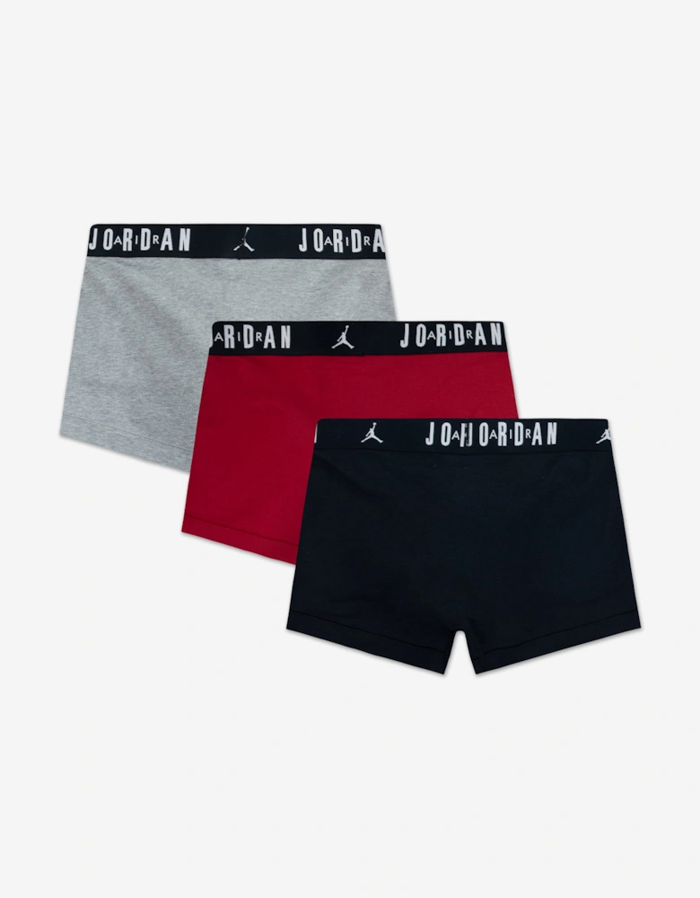 Jordan Boys Flight Cotton 3 Pack Boxer Shorts Set in Red