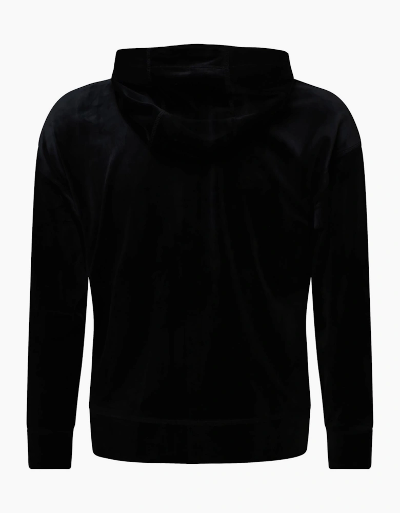 Full Zip Hooded Cardigan With Rhinestone Logo