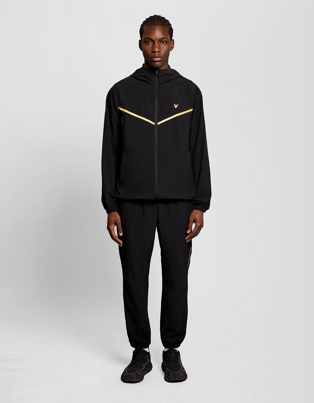 Lyle And Scott Men's Black Stripe Cuffed Joggers  33/32/32 M